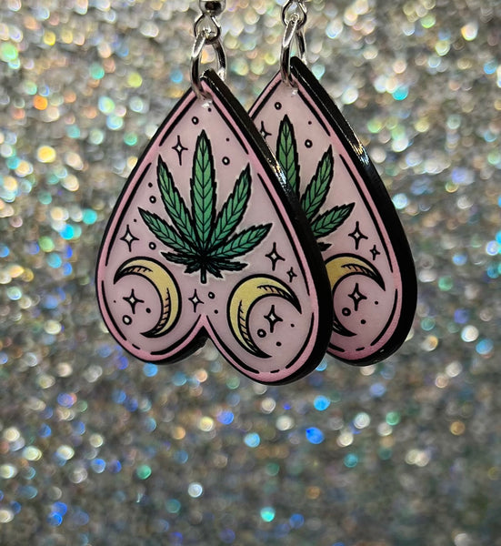 Cannabis moon earrings