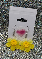 Yellow flower smiley earrings