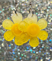 Yellow flower smiley earrings